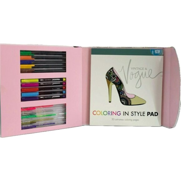 Spice Box Brush Top Markers/Pens 50 Page Pad Coloring in Style Kit (Fashion) - Picture 3 of 6